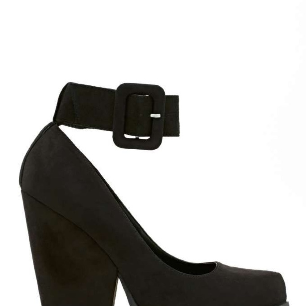 Heart Soul Black Suede Platforms with Buckle - Picture 3 of 3